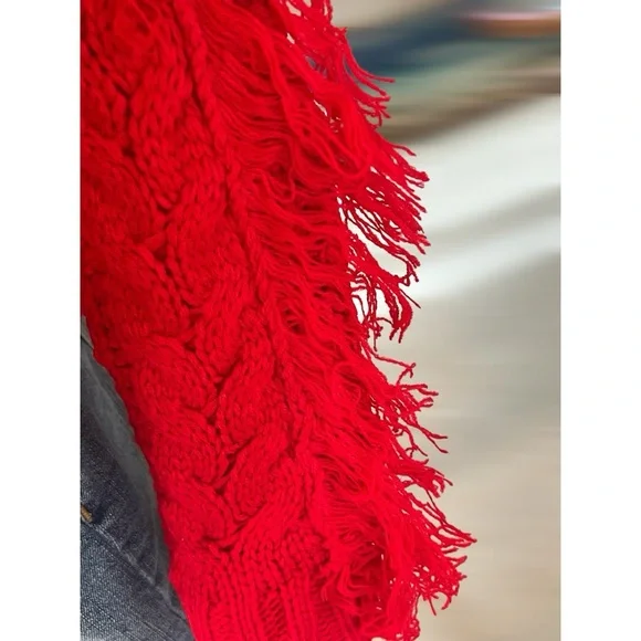 DAY & MOON Red knit fringe sleeve cardigan S M L - Picture 9 of 10